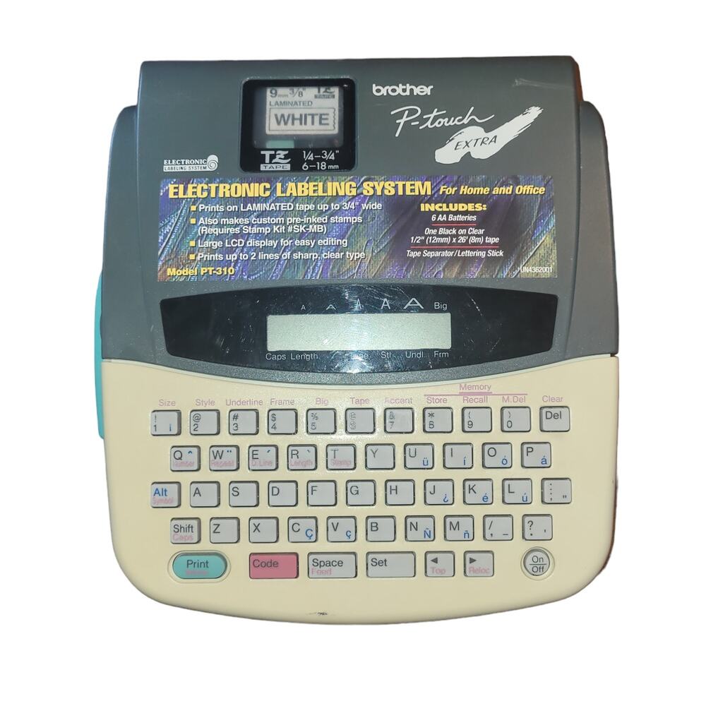 Brother P-Touch Extra PT-310 Thermal Label Printer Tested AC Adapter EUC